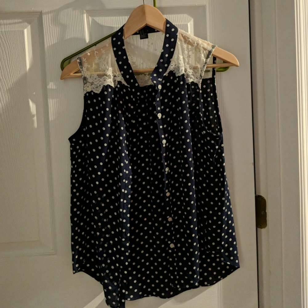 Sleeveless Polka Dot Blouse